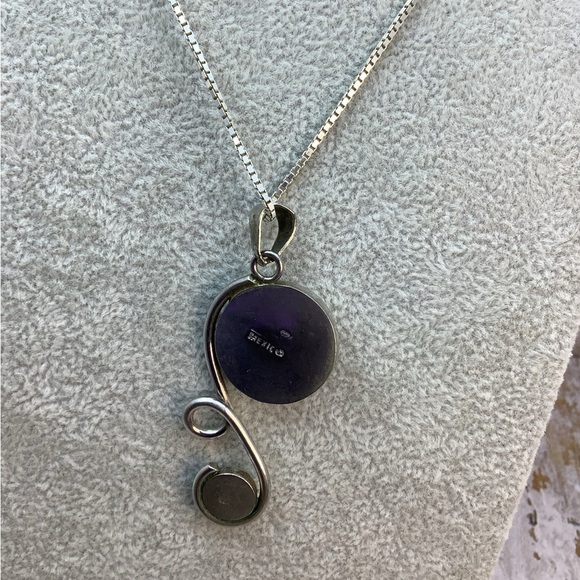 Vintage Sterling silver and Blue Asymmetrical Necklace - Picture 2 of 5